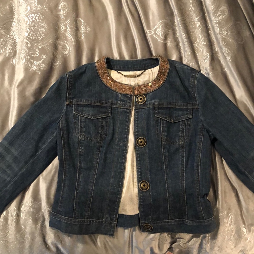 Elie Tahari Jean Jacket with beading